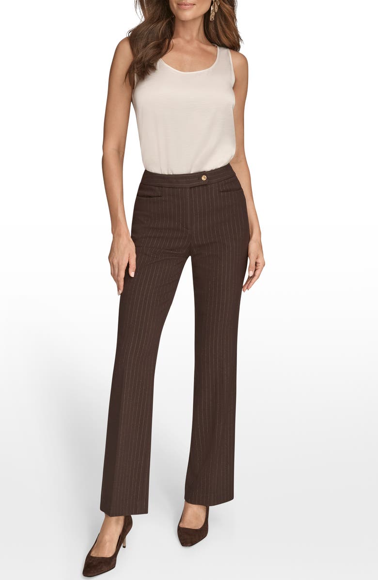 Donna Karan New York Metallic Stripe Straight Leg Pants, Alternate, color, Chocolate