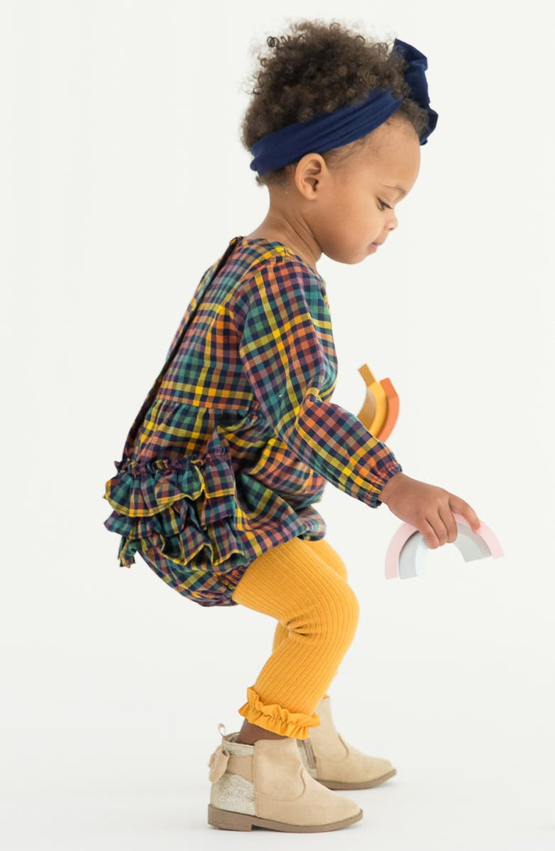 RuffleButts Harvest Rainbow Long Sleeve Romper & Leggings Set, Alternate, color, 