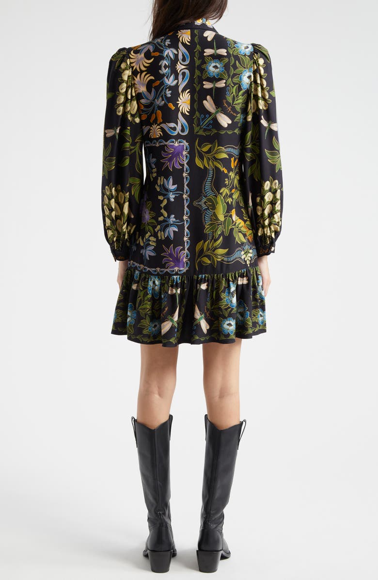 FARM Rio Black Winter Garden Long Sleeve Shirtdress, Alternate, color, 