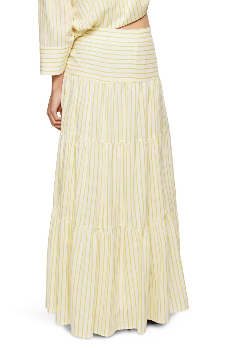 MANGO Stripe Ruffle Tiered Maxi Skirt, Alternate, color, 