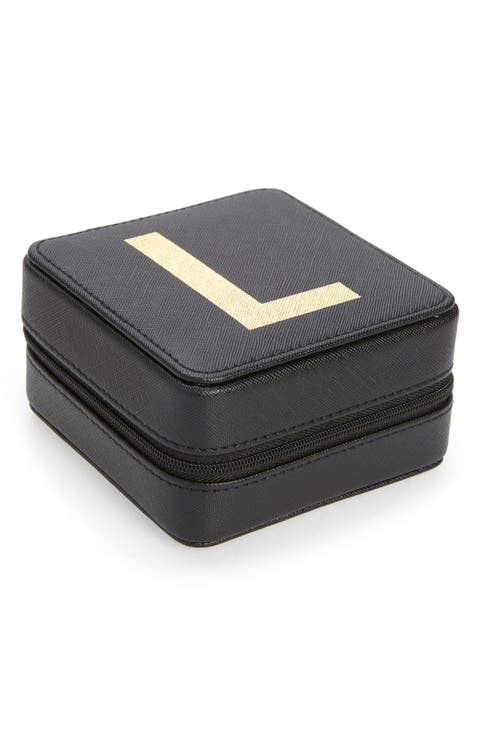 Initial Zip Square Jewelry Box