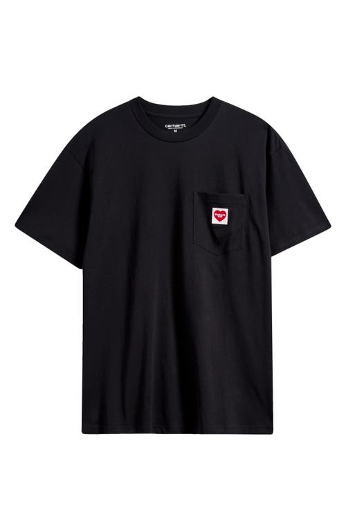 Carhartt Work In Progress Pocket Heart Organic Cotton T-shirt In Black