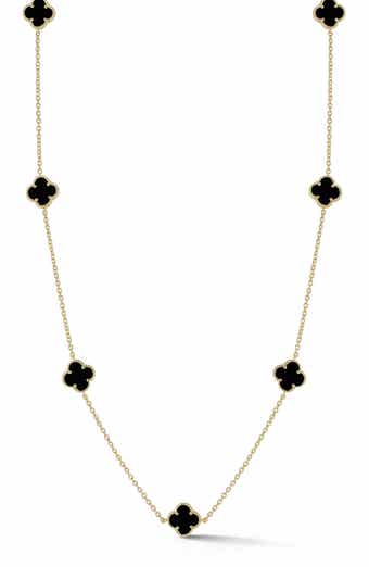 CHLOE AND MADISON Onyx Clover Station Necklace
