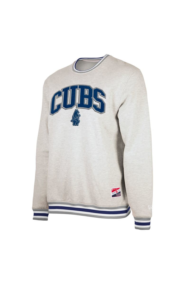 New Era Men's New Era Heather Gray Chicago Cubs Throwback Classic Pullover Sweatshirt, Alternate, color, 