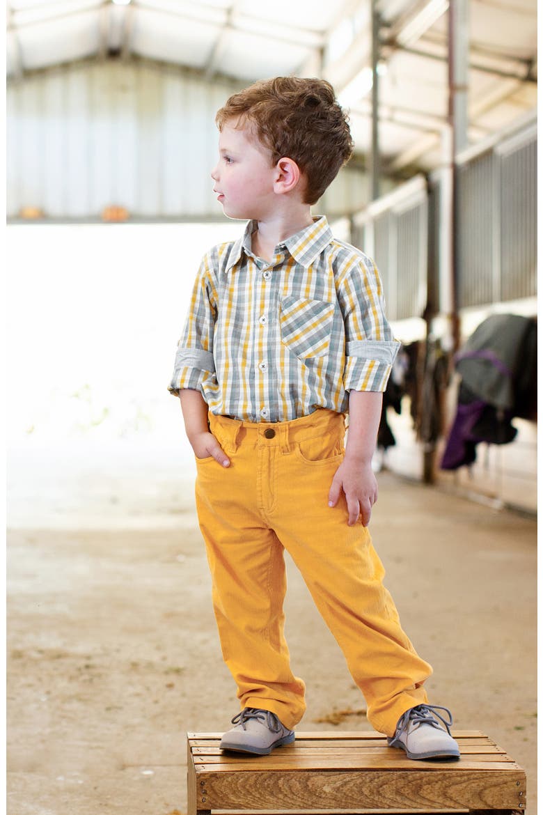 Plaid Shirt & Pants Set, Alternate, color, YELLOW