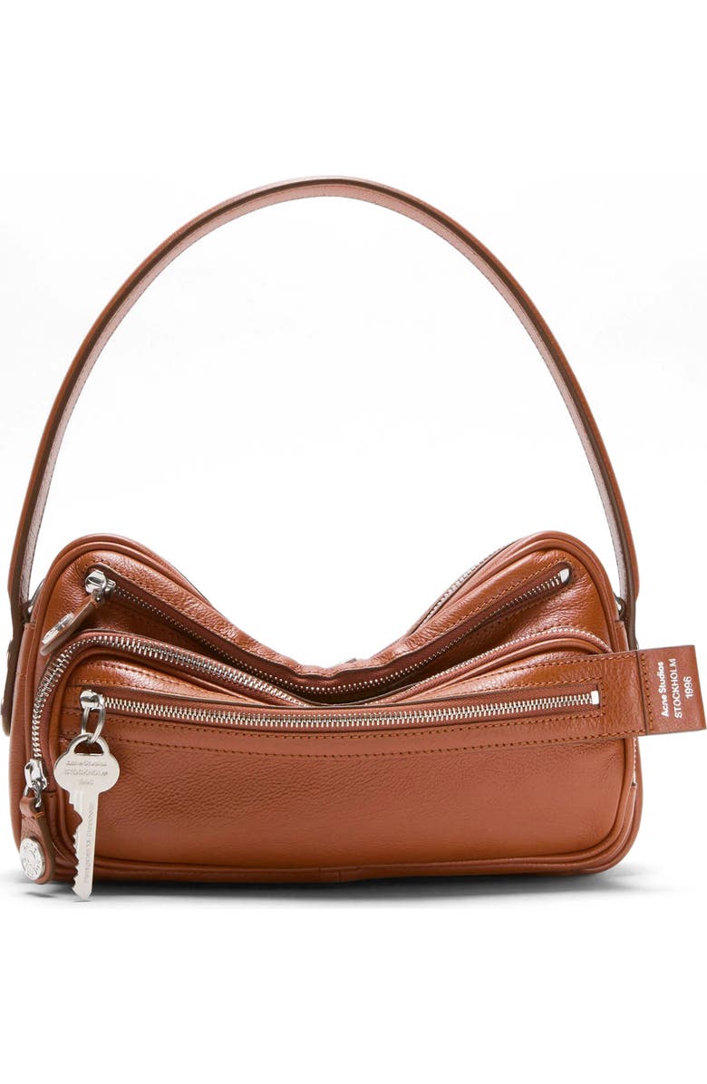 Acne Studios Small Camero Leather Shoulder Bag, Main, color, Chocolate Brown