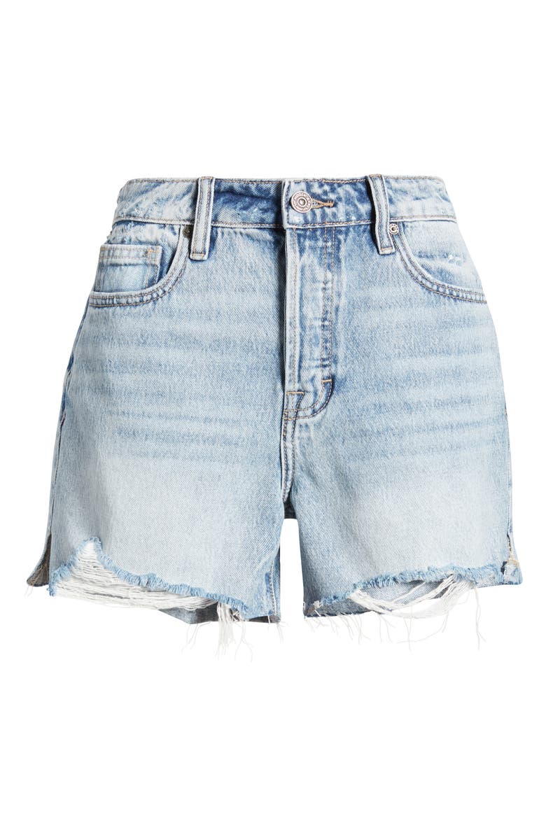 HIDDEN JEANS Raw Hem Side Slit Denim Shorts, Alternate, color,