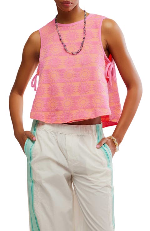 Textured Cotton Terry Side Tie Top