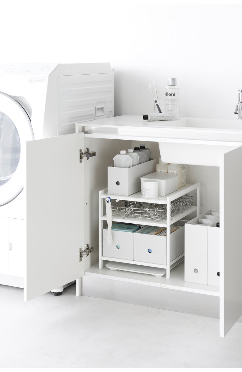 Yamazaki Three-Tier Cabinet Storage Rack, Alternate, color, White