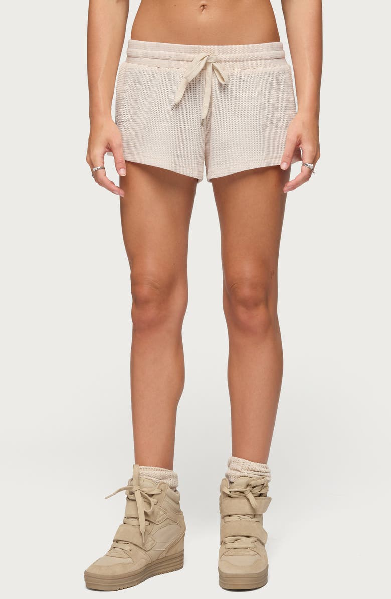 EDIKTED Baila Waffle Knit Drawstring Shorts, Main, color,