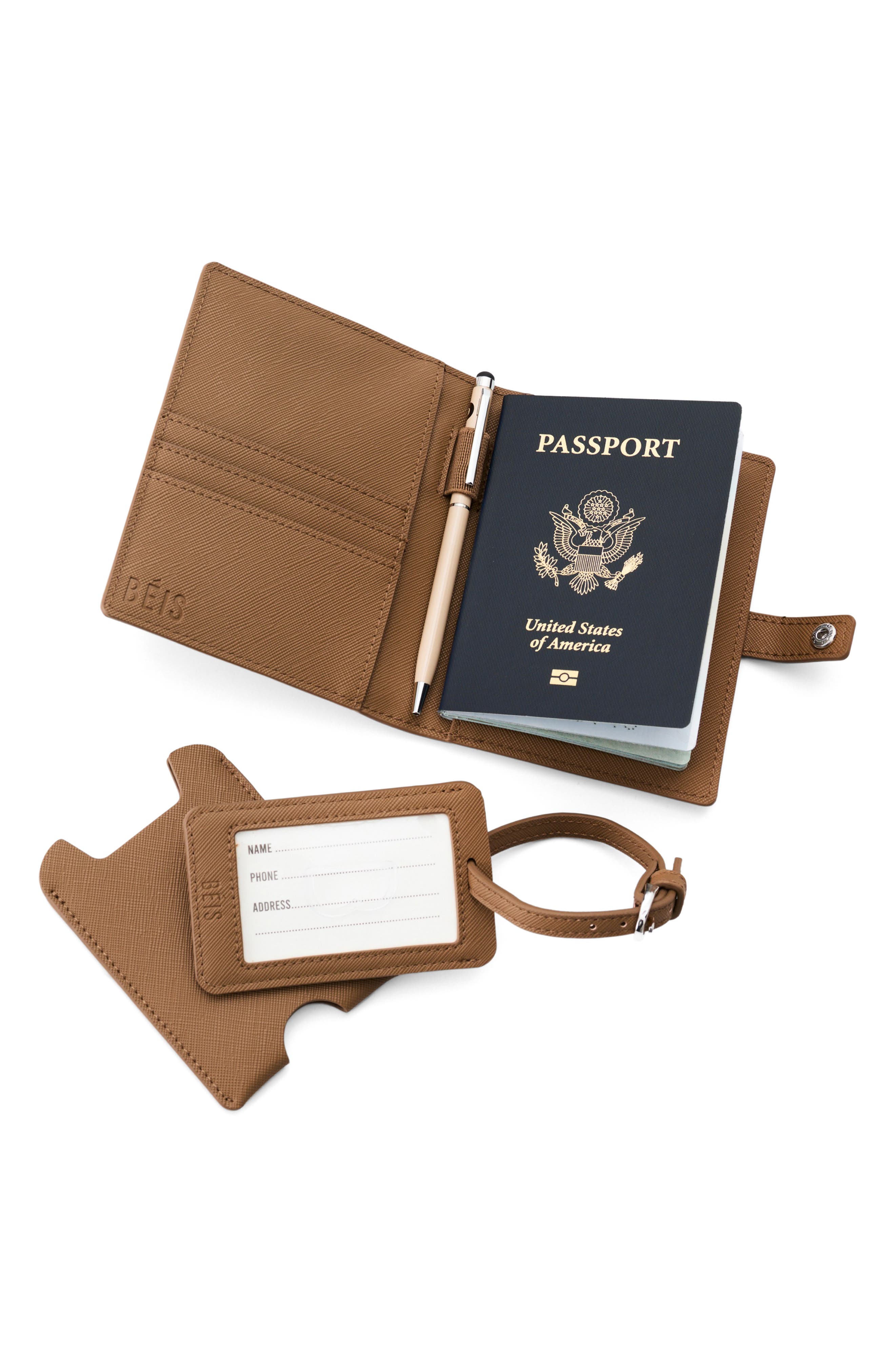 Béis The Travel Set Passport Wallet, Pouch & Luggage Tag, Alternate, color, 