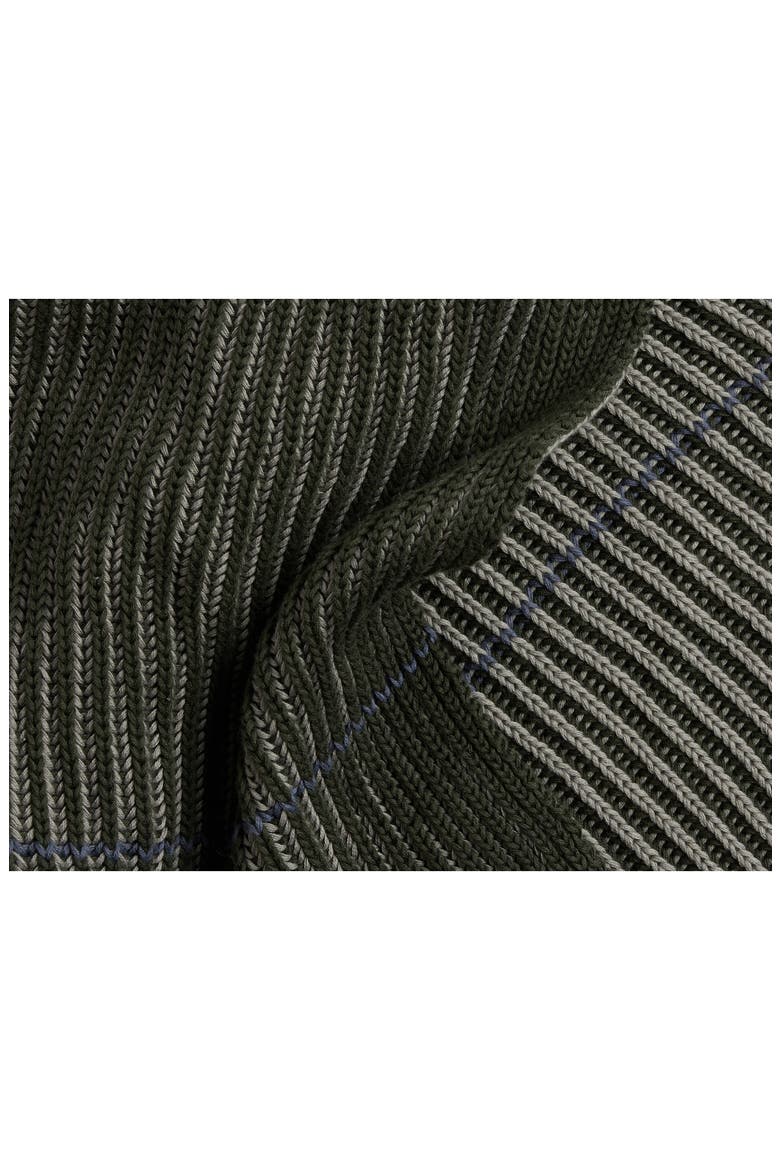 Two-Tone Organic Cotton Ribbed Throw Blanket, Alternate, color, MOSS AND EVERGREEN