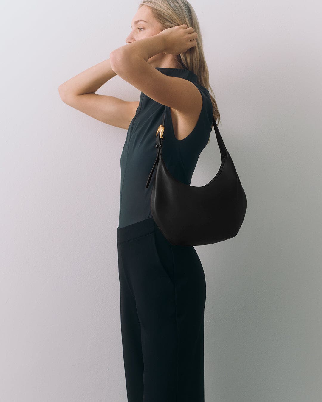 Cuyana Celestia Shoulder Bag, Alternate, color, Black