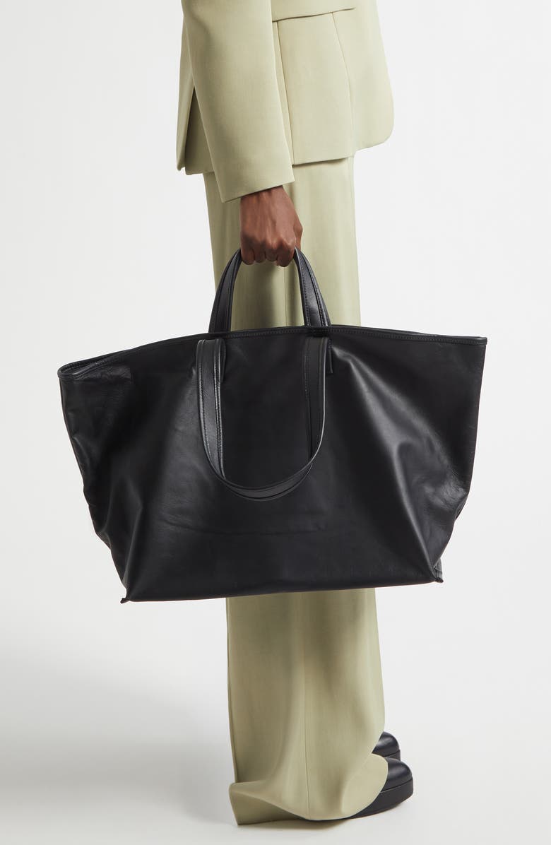 KASSL Lamskin Leather Tote, Alternate, color, Black