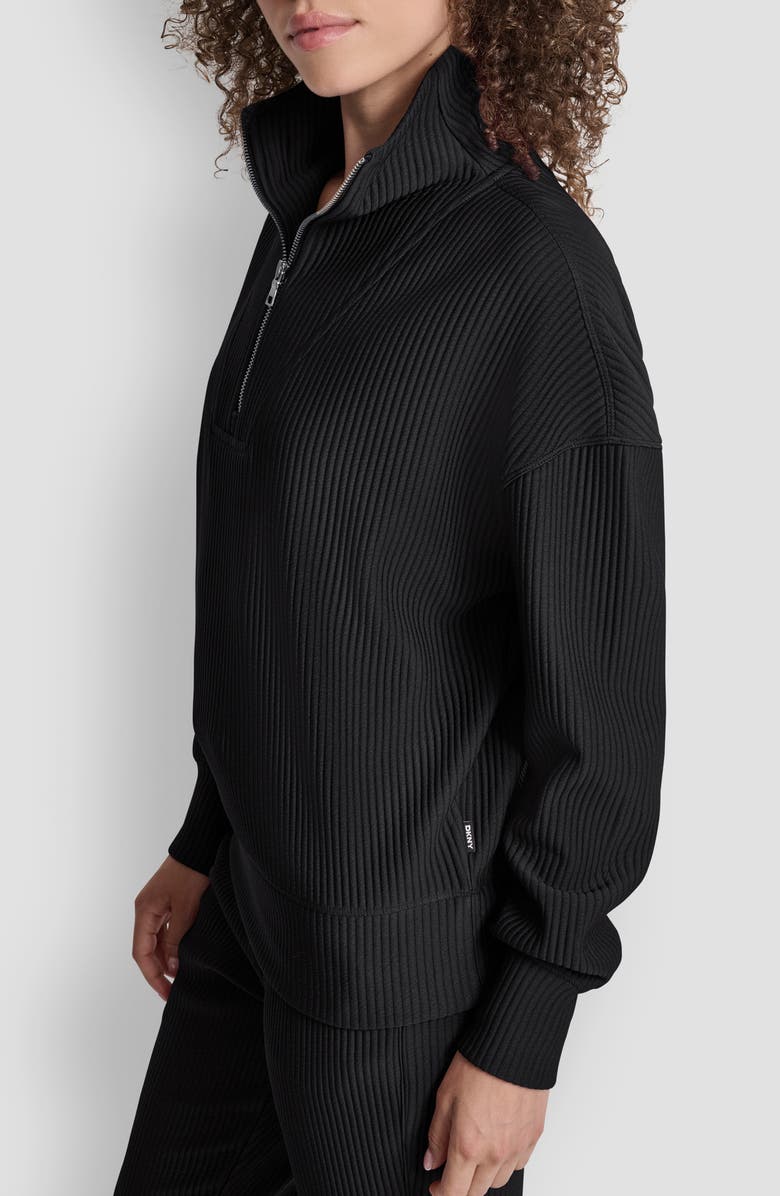 DKNY Tech Ottoman Half Zip Sweatshirt, Alternate, color, Black