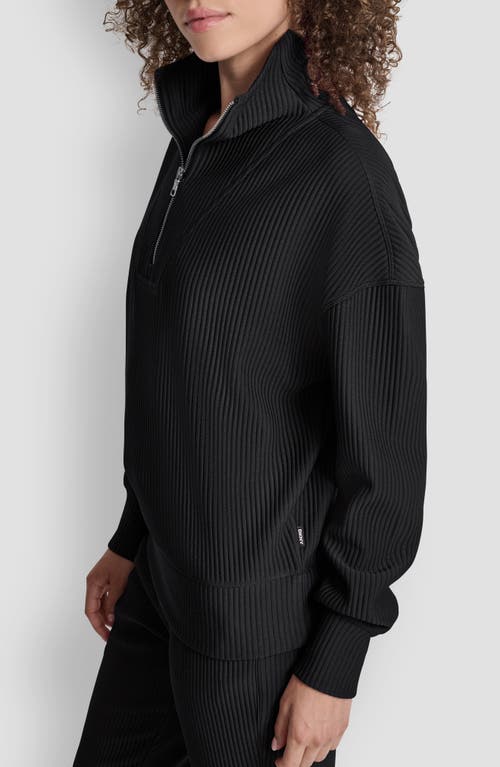 Dkny Tech Ottoman Half Zip Sweatshirt In Black