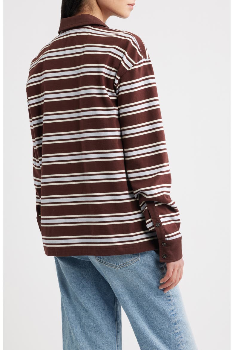 Stripe Cotton Rugby Shirt, Alternate, color, BRWMT