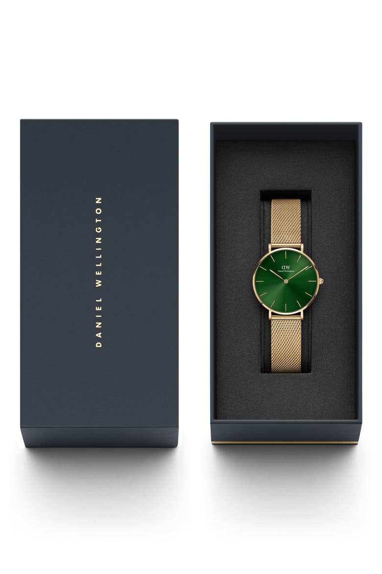 Petite Evergold Mesh Strap Watch, 32mm, Alternate, color, GOLD/ EMERALD
