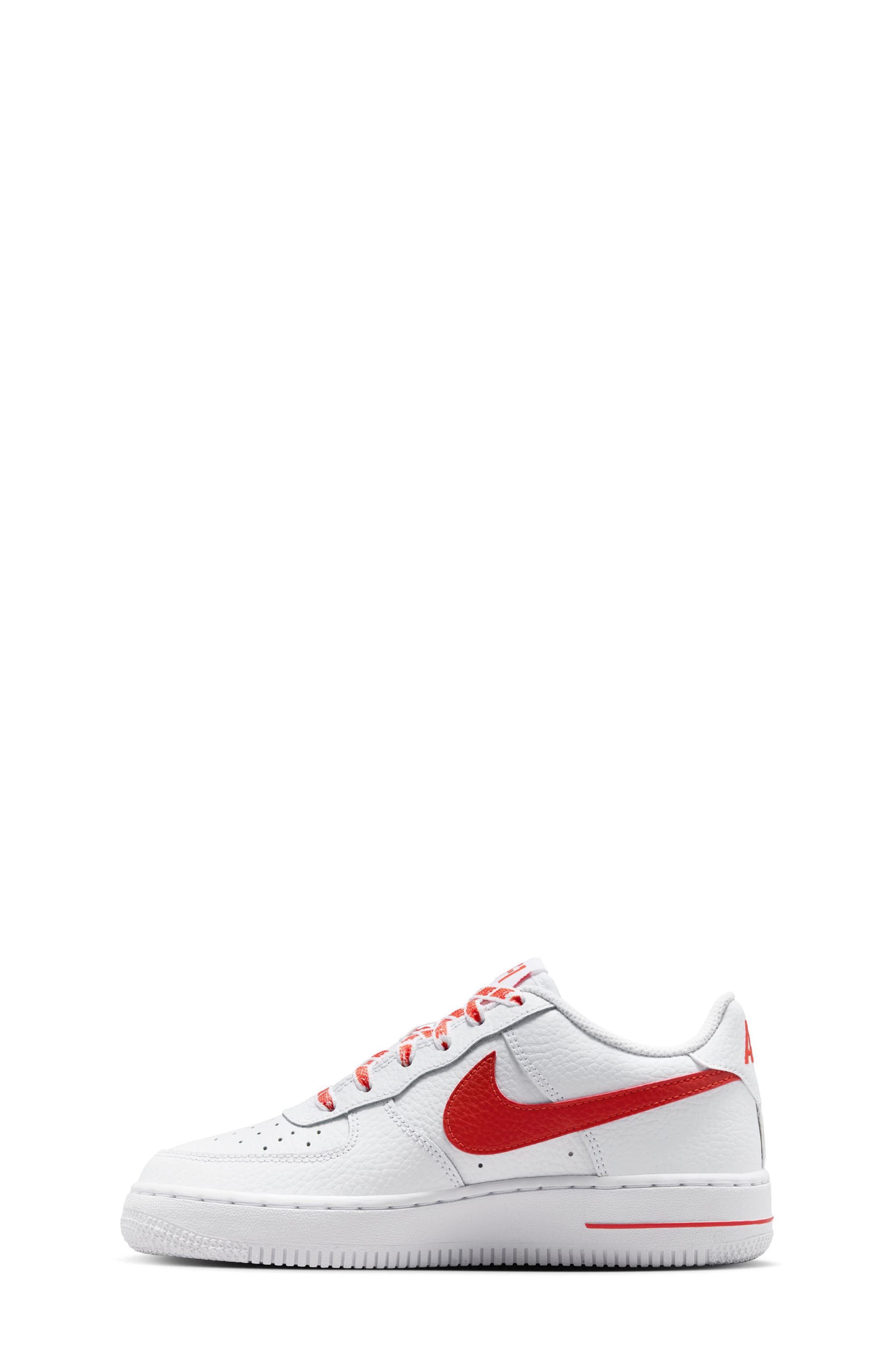 Kids' Air Force 1 Low Basketball Sneaker, Alternate, color, WHITE/ PICANTE RED/ WHITE