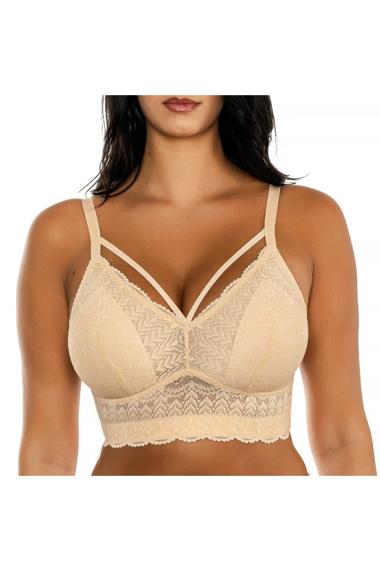 Mia Wire-Free Padded Lace Bralette, Main, color, Bare
