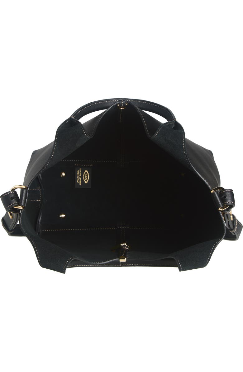 Tod's Small Ebr Top Handle Leather Tote, Alternate, color, Nero