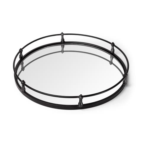 Kimbel 24L x 24W Metal Mirrored Base Round Tray