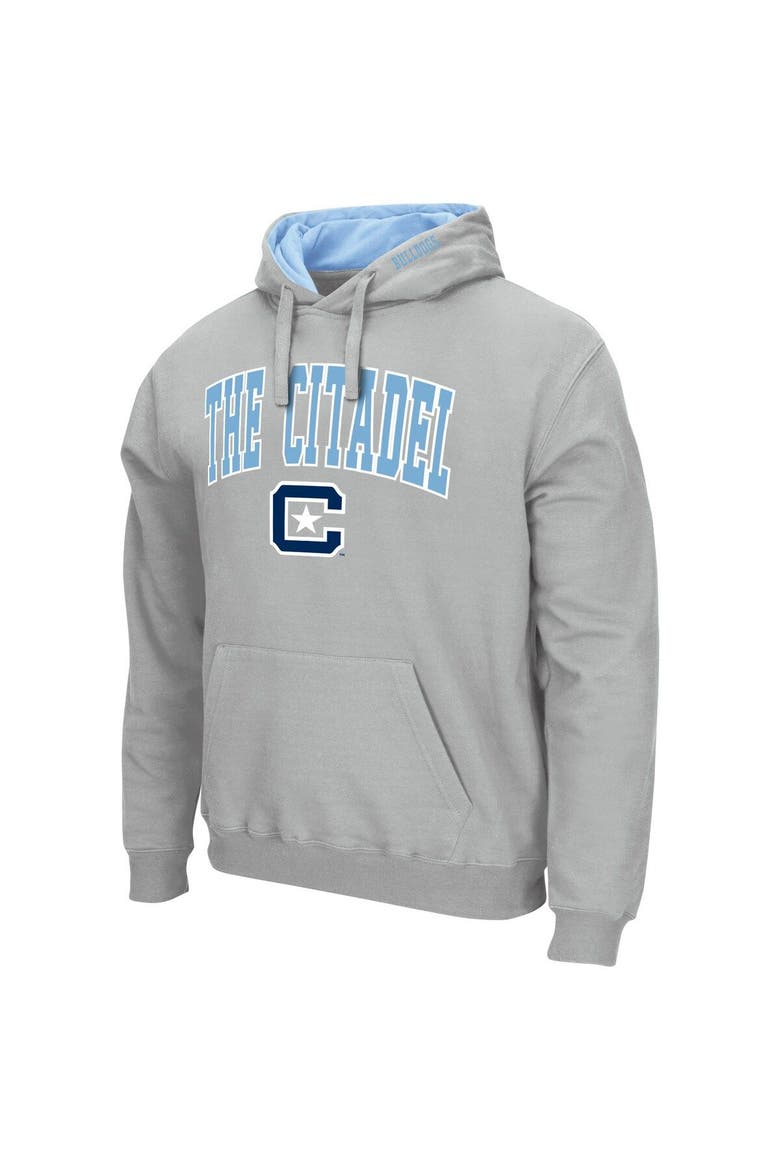 Men's Colosseum Gray Citadel Bulldogs Arch & Logo 3.0 Pullover Hoodie, Alternate, color, Gray