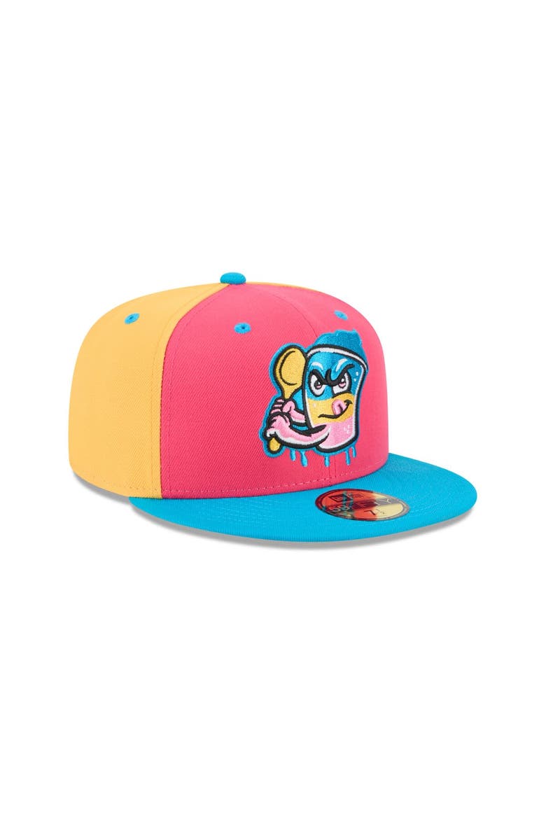 Men's New Era  Pink Jacksonville Jumbo Shrimp Theme Nights 59FIFTY Fitted Hat, Alternate, color, Pink