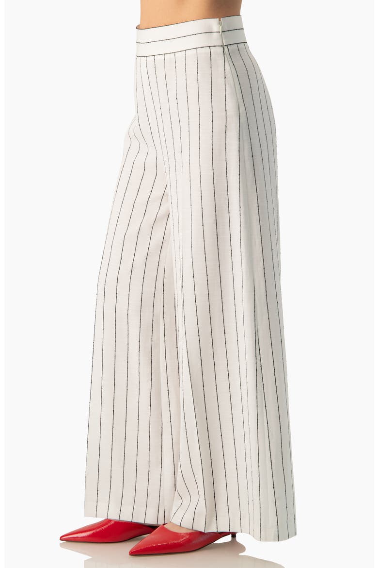 Pinstripe High-Waist Wide-Leg Tailored Suit Trousers, Alternate, color, White