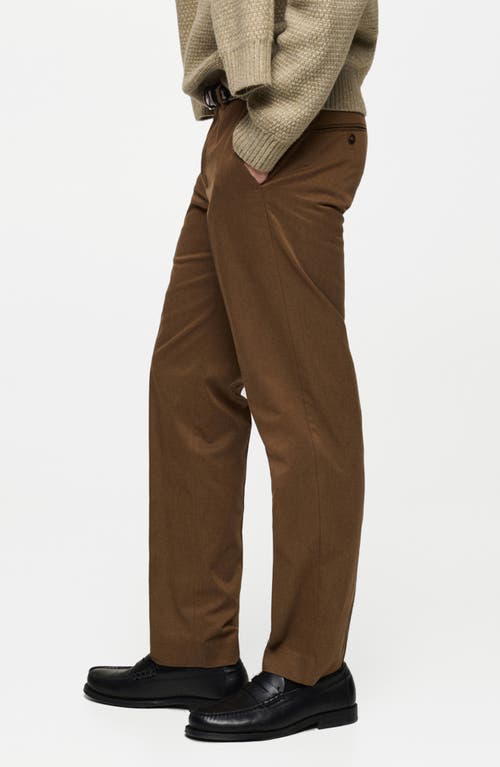 Mango Regular Fit Flat Front Twill Chinos In Brown
