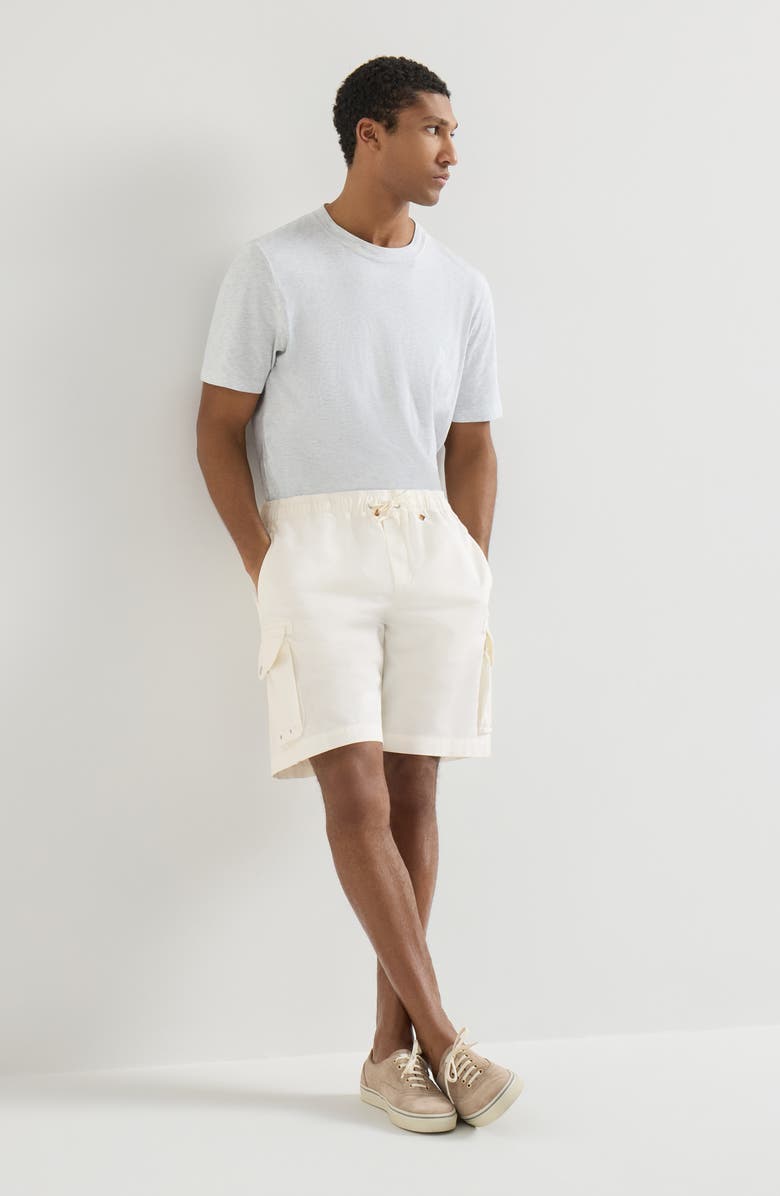 Brunello Cucinelli Gabardine Bermuda shorts, Alternate, color, Snow