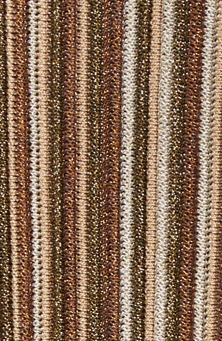 Veronica Beard Jane Metallic Stripe Long Sleeve Sweater Dress, Alternate, color, Gold Bronze