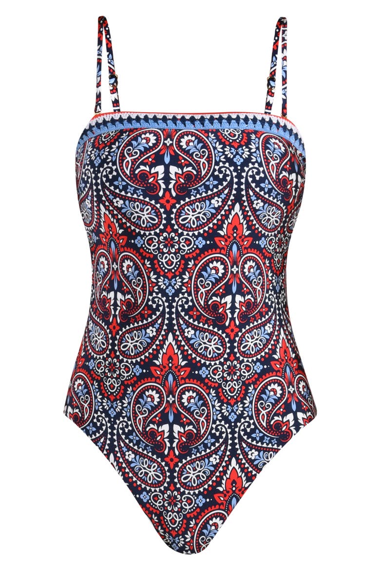 Americana Paisley Print One-Piece Swimsuit, Alternate, color, BLUE MULTI
