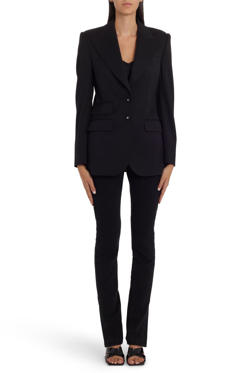 Dolce&Gabbana Turlington Stretch Wool Blazer, Alternate, color, Black