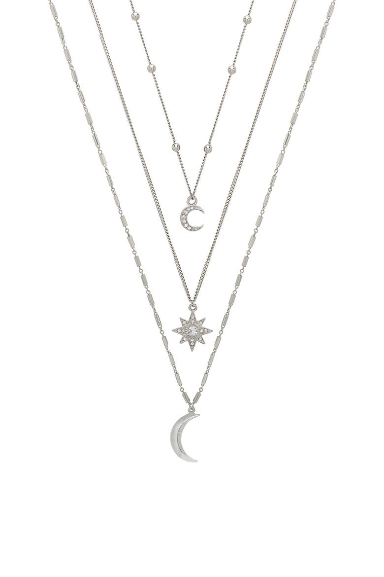 Set of 3 Celestial Pendant Necklaces, Main, color, SILVER