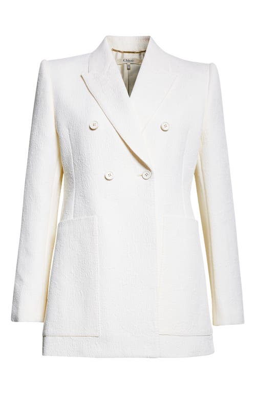 Shop Chloé Boxy Jacquard Double Breasted Cotton Blend Jacket In Coconut Milk
