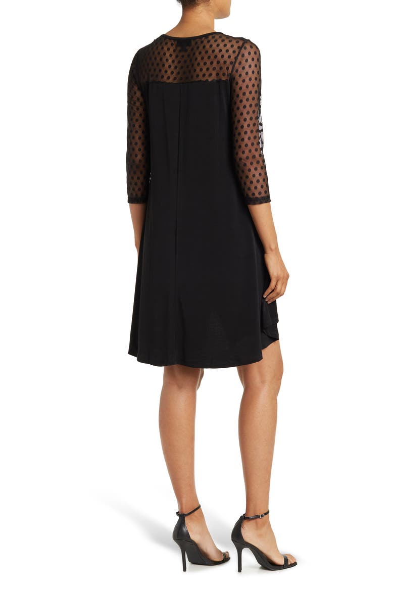 Mesh Hi-Lo Dress, Alternate, color, BLACK