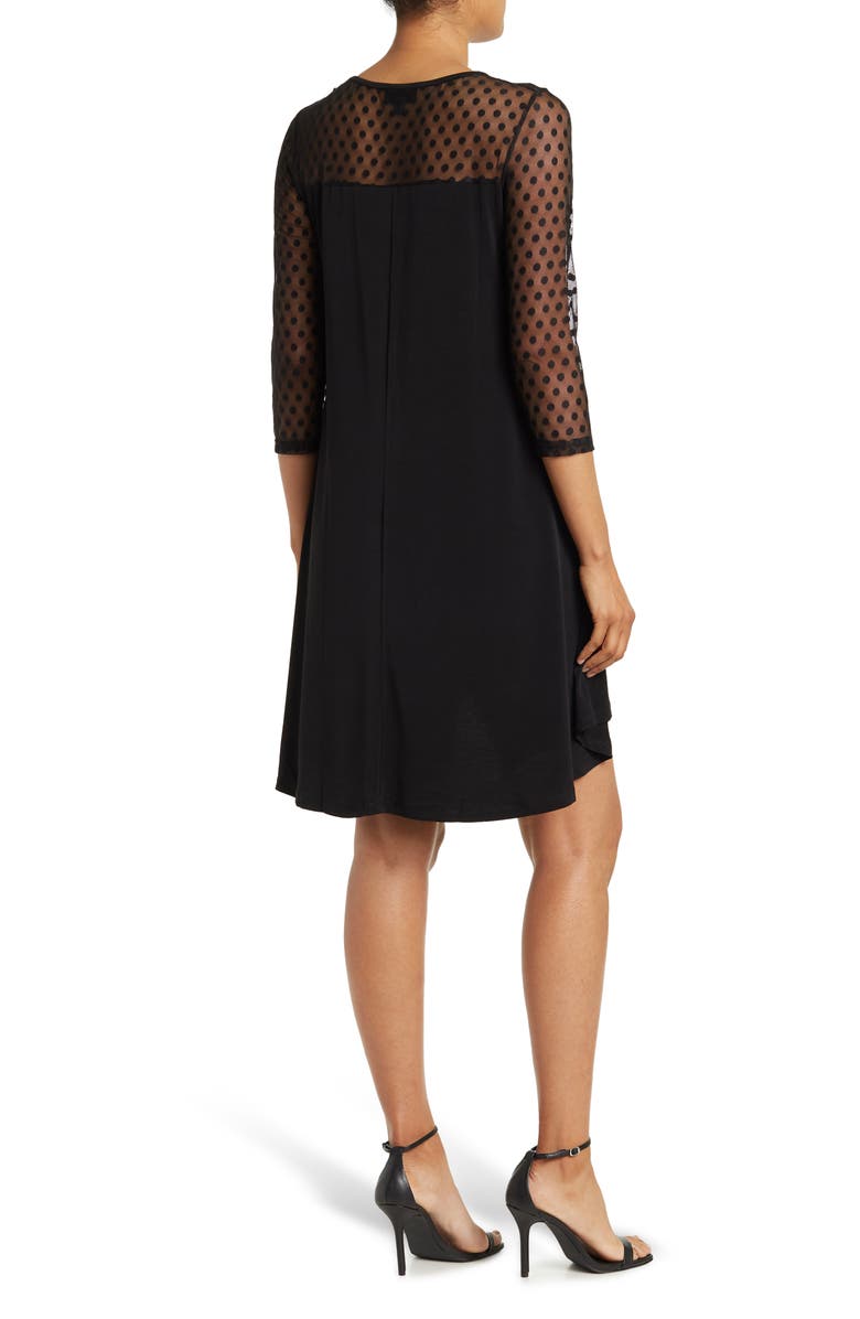 Nina Leonard Mesh Hi-Lo Dress, Alternate, color, Black
