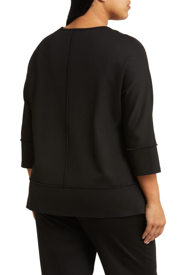 Serenity Three Quarter Sleeve Knit Top, Alternate, color, JONES BLACK