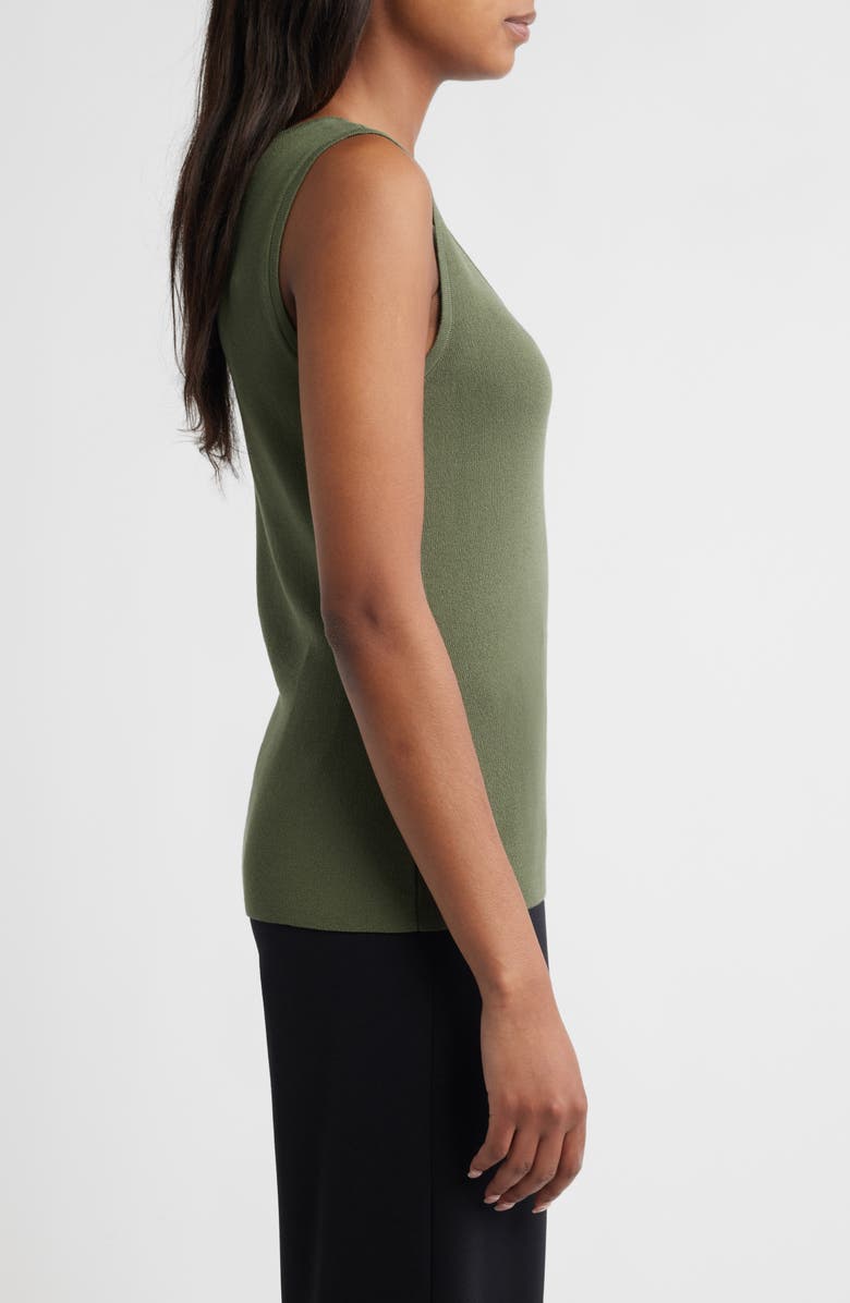 Tahari ASL Scoop Neck Sweater Tank, Alternate, color, Martini Olive