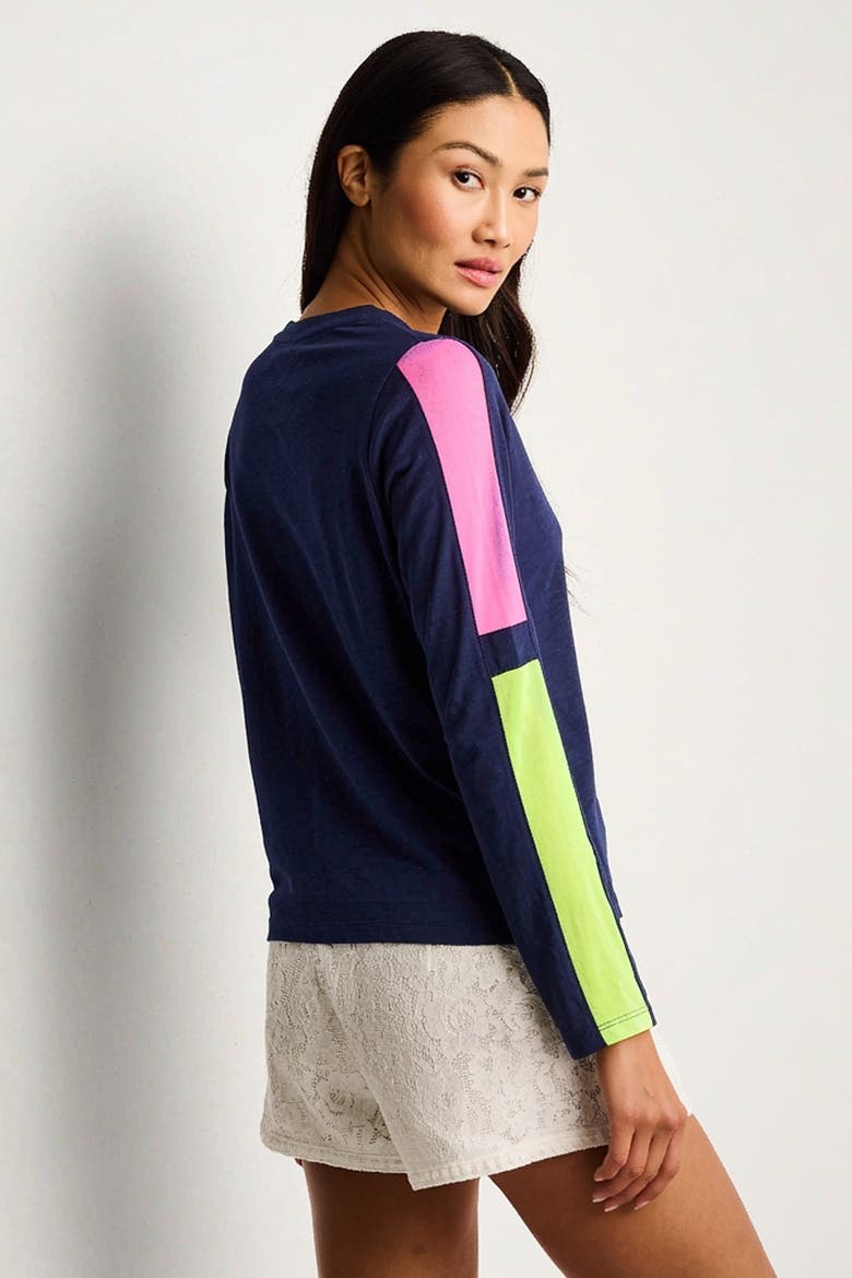 Mesh On Cotton Tee, Alternate, color, Navy Multi