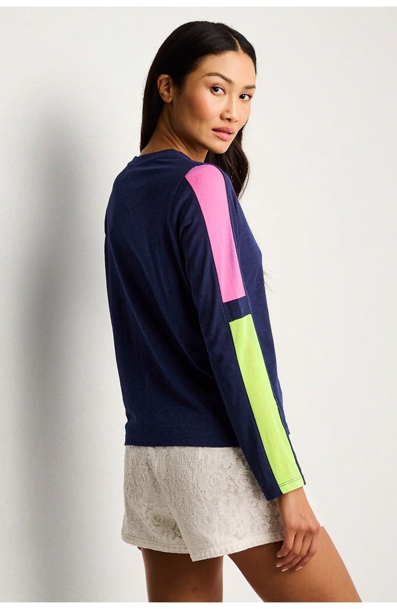 Lisa Todd Mesh On Cotton Tee, Alternate, color, Navy Multi