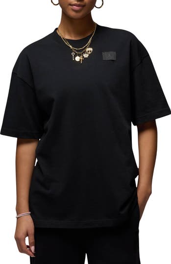 ■Nike■ Jordan Flight Essential Oversized T-Shirt M Black I Air Jordan Flight Essentials Black Graphic T-Shirt – Puffer Reds