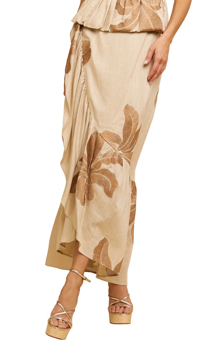 CIEBON Shanne Embroidered Print Ruffle Wrap Skirt, Alternate, color, 