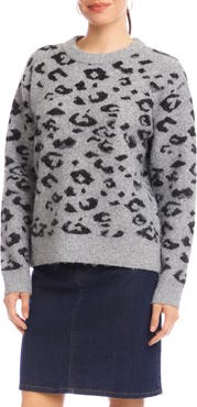 Karen Kane Metallic Leopard Crewneck Sweater