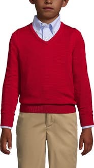 Lands' End School Uniform Boys Cotton Modal Fine Gauge V-neck Sweater