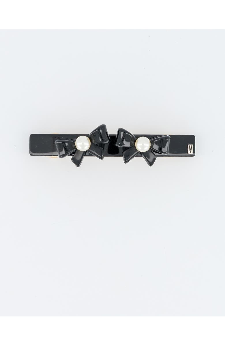 Alexandre de Paris Poesie Acetate And Pearls Barrette, Main, color, Black