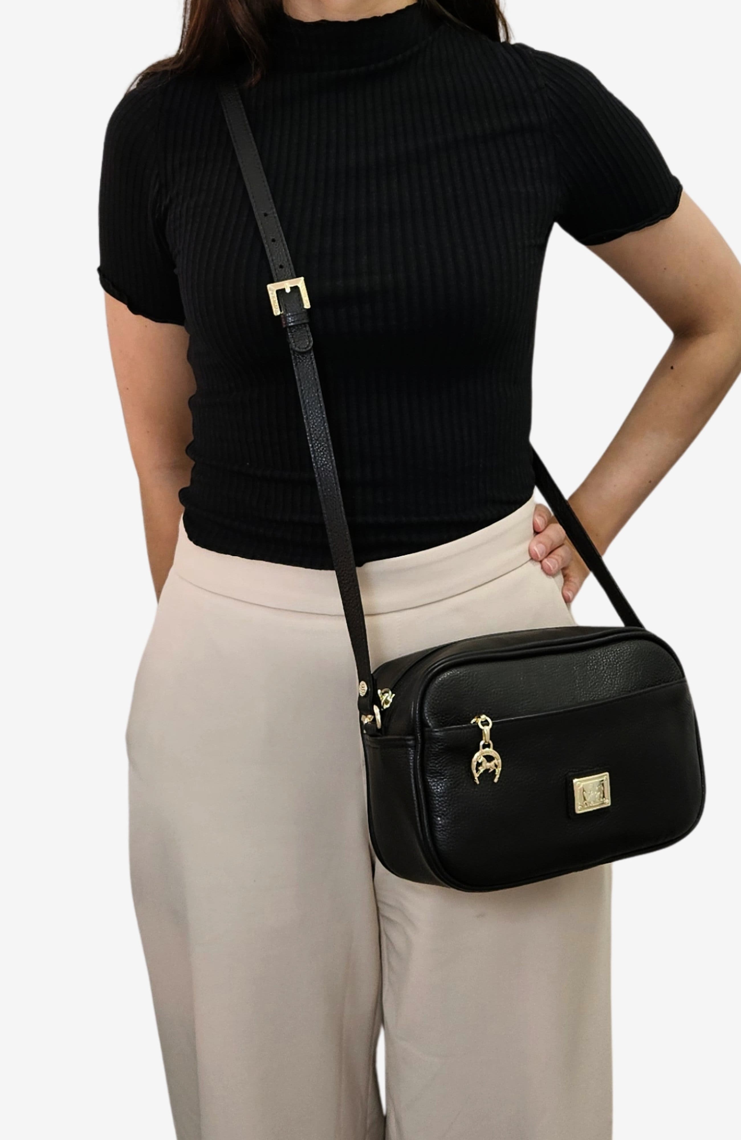 Muse 511 Pebbled Leather Crossbody Bag, Alternate, color, Black