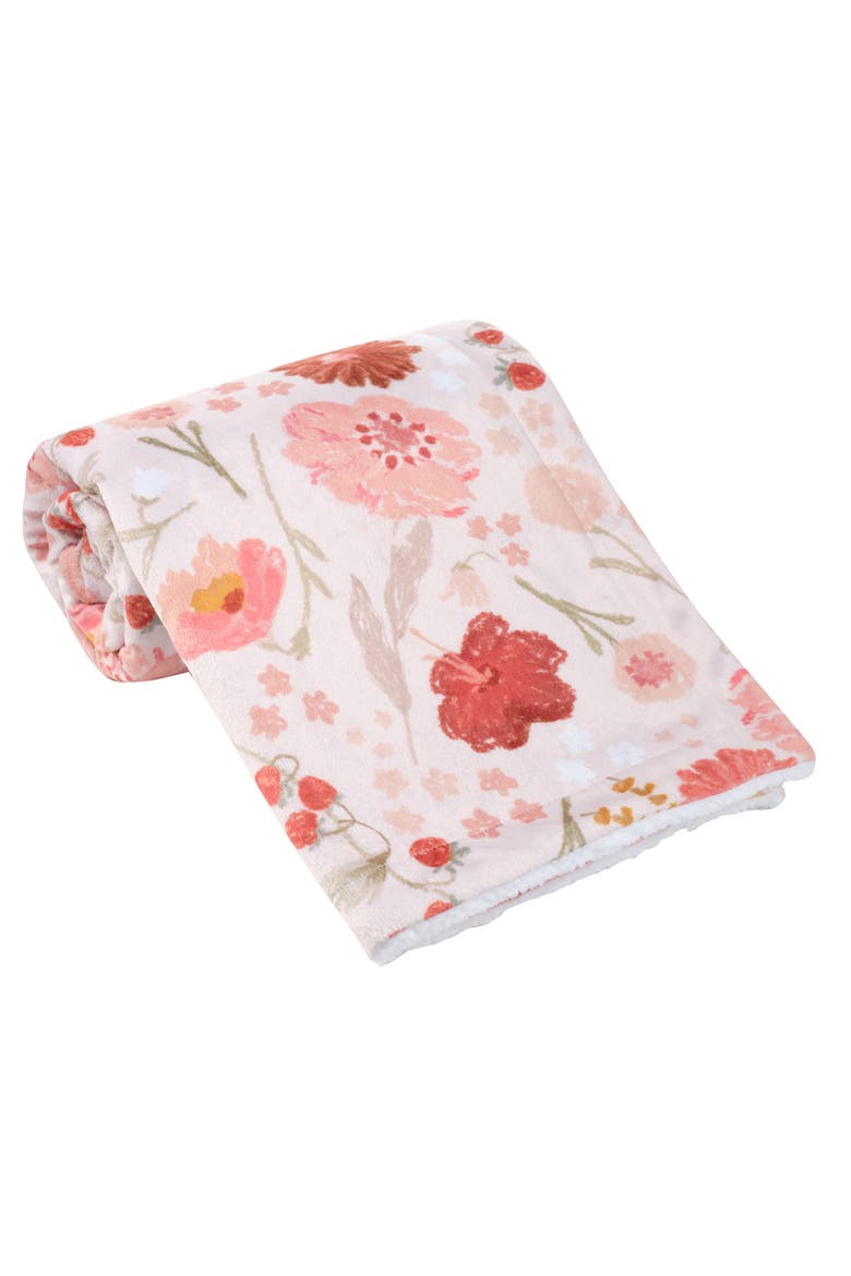 Flower Power Floral/Strawberry Soft/Cozy Fleece Baby Blanket, Alternate, color, Pink