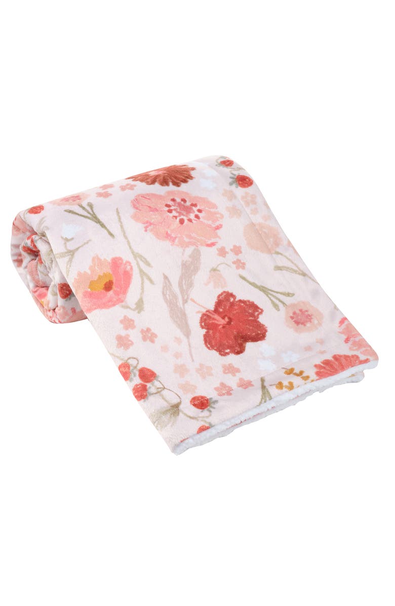 Bedtime Originals Flower Power Floral/Strawberry Soft/Cozy Fleece Baby Blanket, Alternate, color, Pink